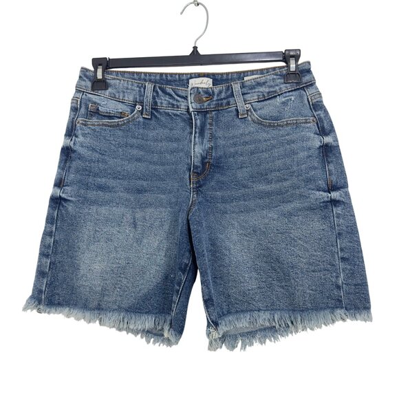 Wonderly Womens Mid-Rise Denim Shorts Size 6 Frayed Hem - Picture 9 of 10